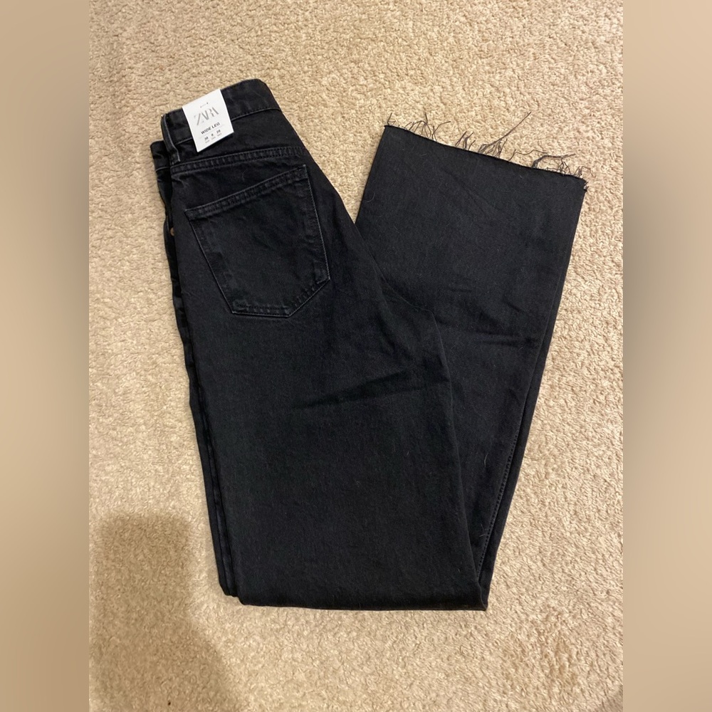 ZARA WIDE LEG BLACK JEANS